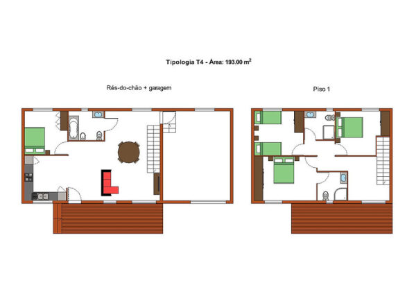 Maison modulaire T4 en bois 193 m² – 4 chambres, 3 salles de bain, garage et terrasse – Style moderne – Image 3