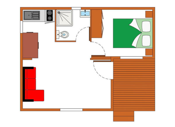 Maison mobile T1 de 33 m² – Style rustique, 1 chambre, compacte et chaleureuse – Image 3