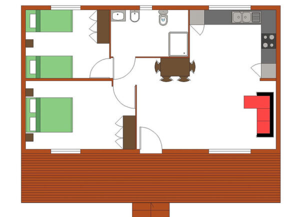 Maison modulaire T2 84 m² – 2 chambres, 1 salle de bain – Style traditionnel et chaleureux – Image 2