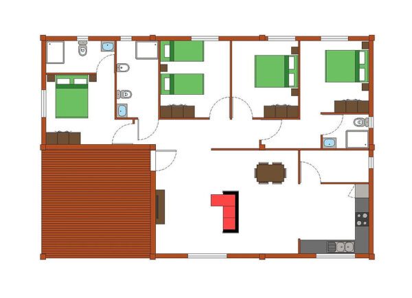Maison T3 en bois 240 m² – 3 suites, 2 étages, garage – Style rustique – Image 2