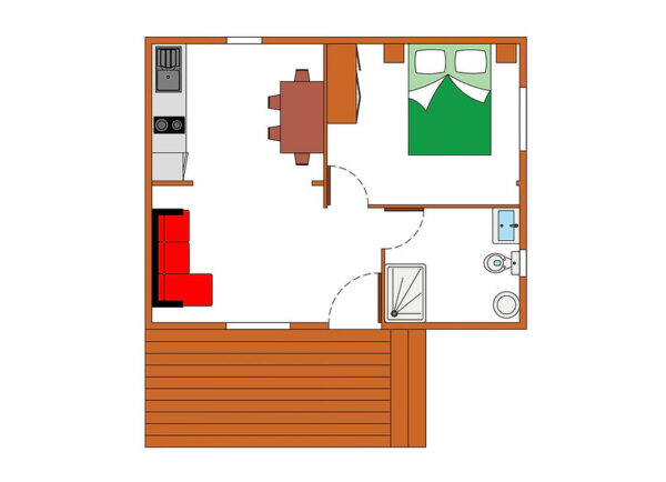 Maison mobile T1 de 42 m² – 1 chambre, style rustique – Compacte et fonctionnelle – Image 2
