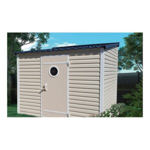 Abri de jardin DACRI ABELIA – 6,5 m² en PVC avec toit plat, livré monté sur châssis