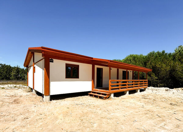 Maison modulaire T3 en bois – 125 m² – 3 chambres, 2 salles de bain, style rustique